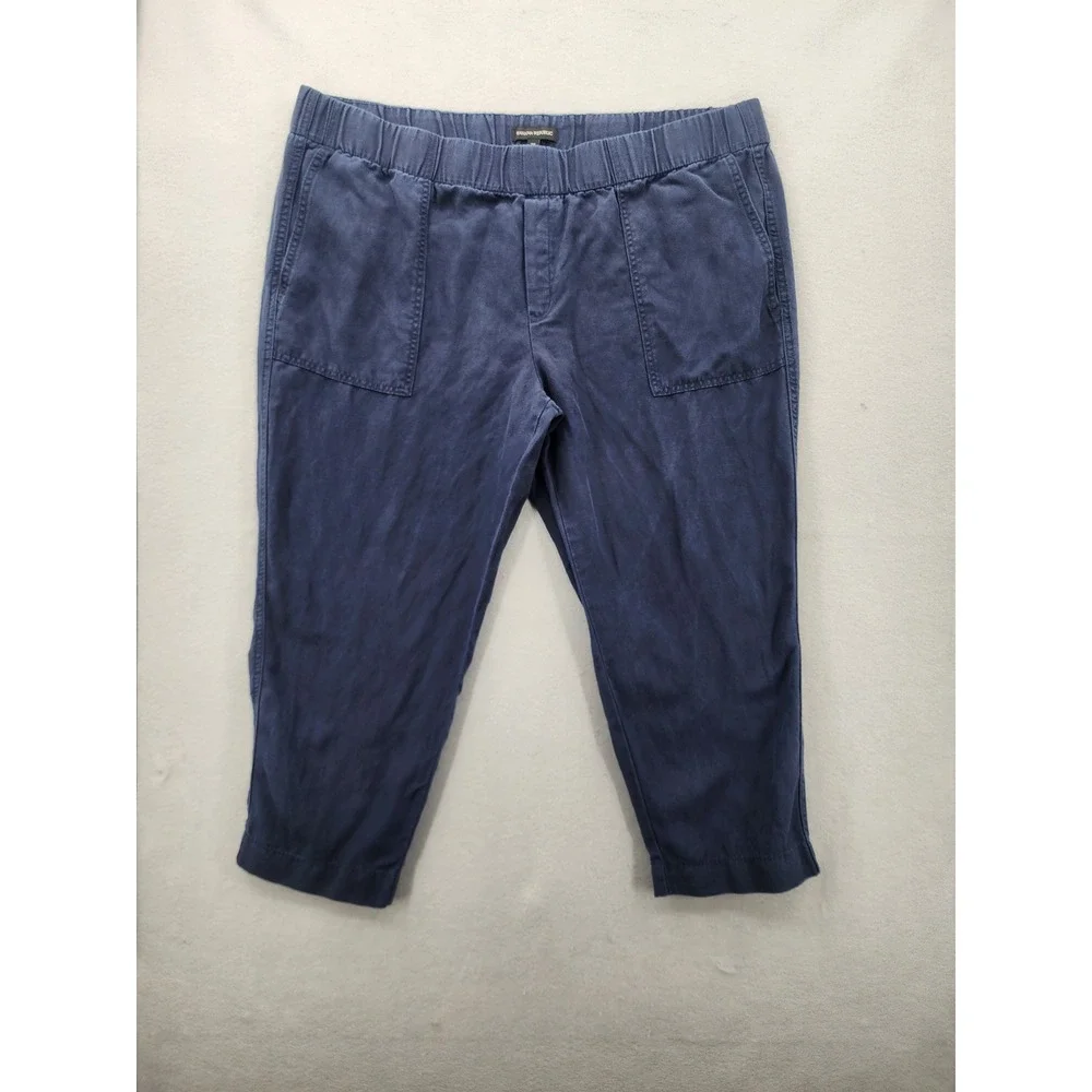Banana Republic XXL Blue Lyocell Linen Cotton Pull On Utility Cropped Pants New